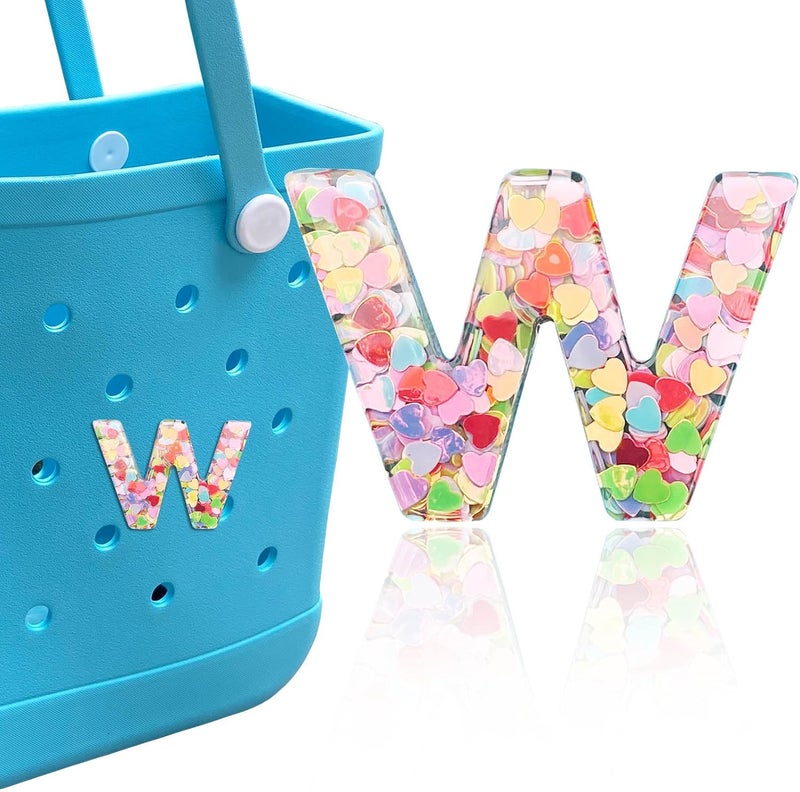 HLUWA Letter Charms for Bogg and Simply Southern Bags - Alphabet Sequin Lettering Accessories, Insert Decorative Letters for Handbag, Beach Tote - Image 1